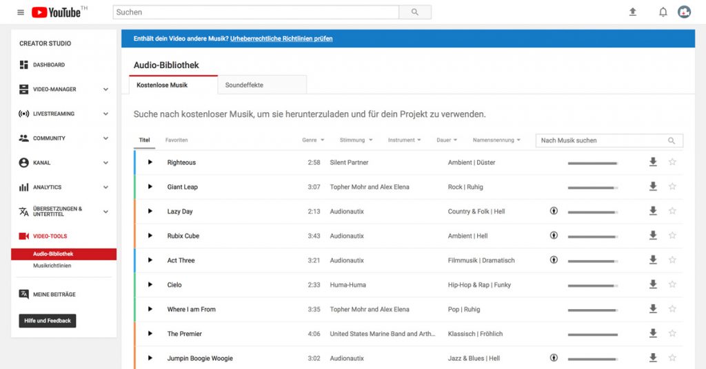 kostenlose Musik für Youtube Videos - YouTube Audio Bibliothek Audio-Library | Video-Hilfe - Sebastian Fischer