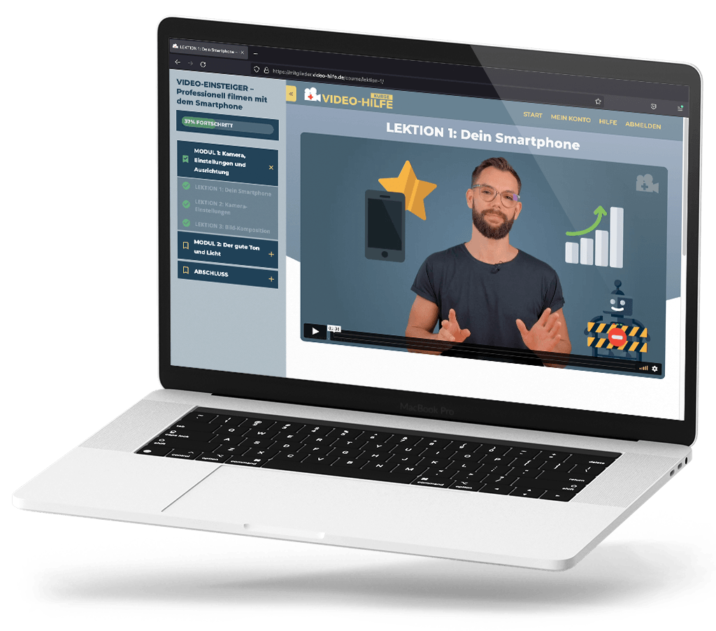 Video-Einsteiger Online-Workshop Vorschau auf Laptop