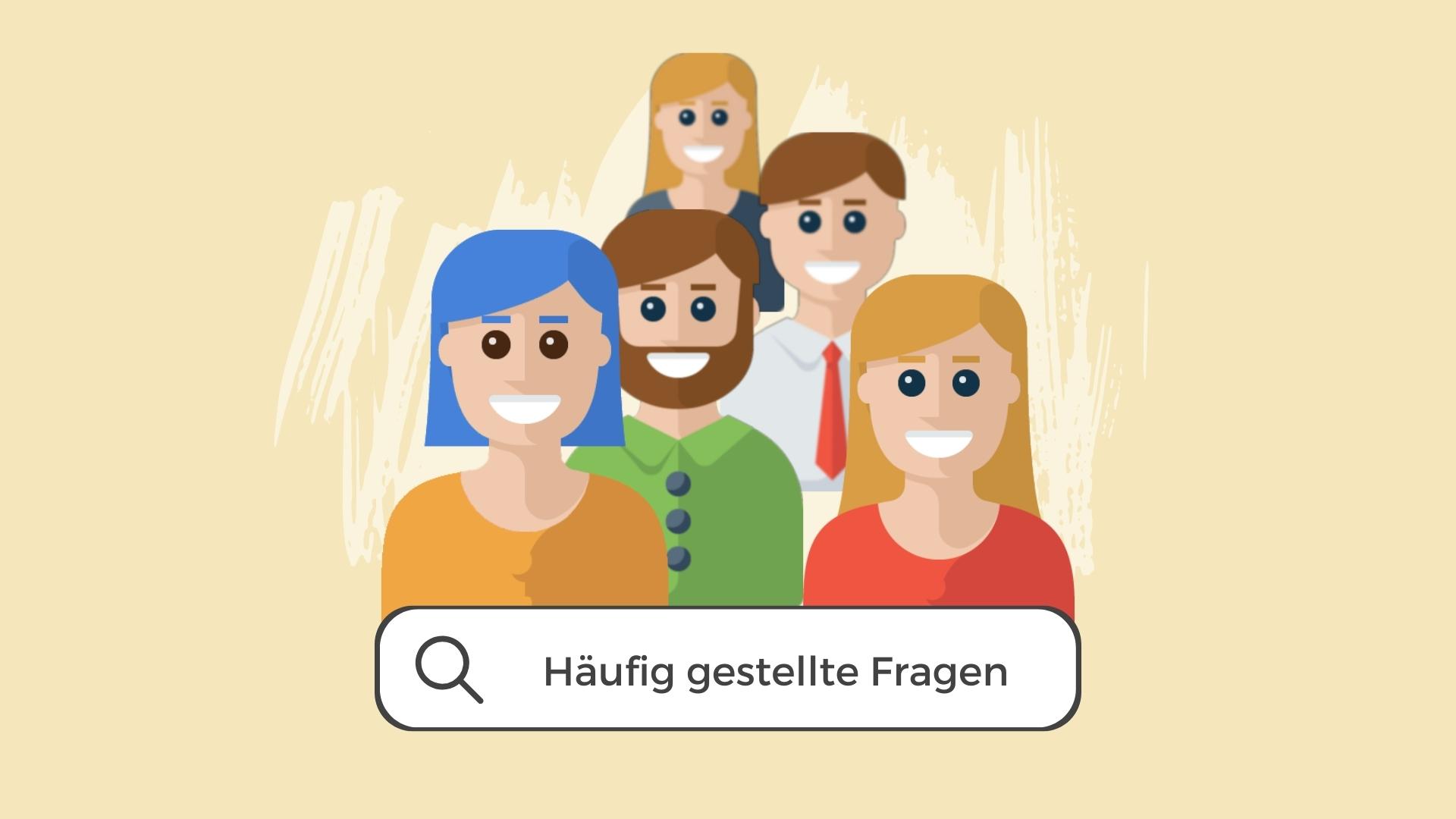 Häufig gestellte Frage-Video als Video-Idee: Männer und Frauen stehen in einer Gruppe und symbolisieren fragende Personen.